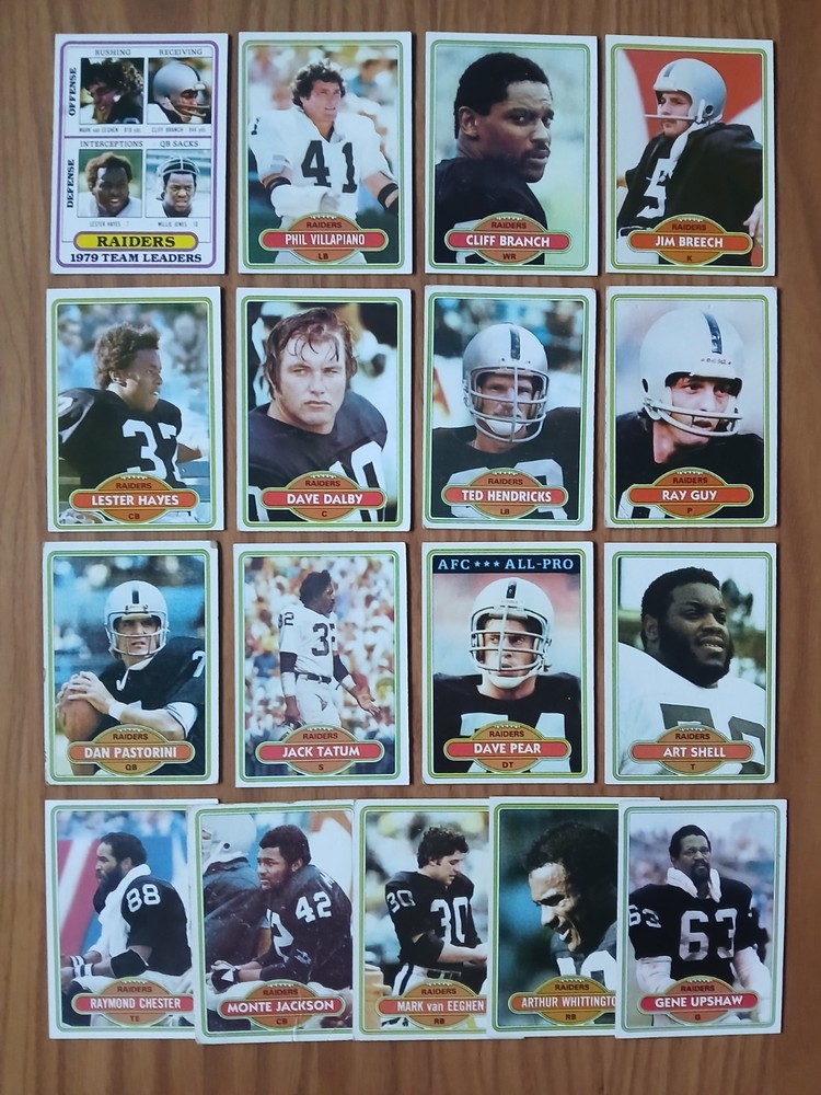 1980 Topps OAKLAND RAIDERS Cards - Lot of 17 - COMPLETE TEAM NO DUPES - VG-EX