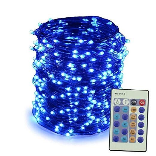 165Ft Dimmable LED String Lights with Remote - 500 Blue LEDs on Copper Wire - 50M Length