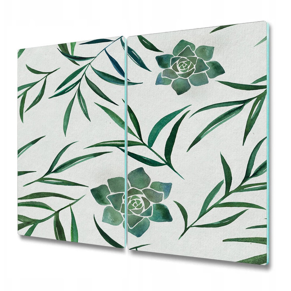 Glass Worktop Saver Kitchen Succulent With Leaves Flowers Leaves 2x30x52