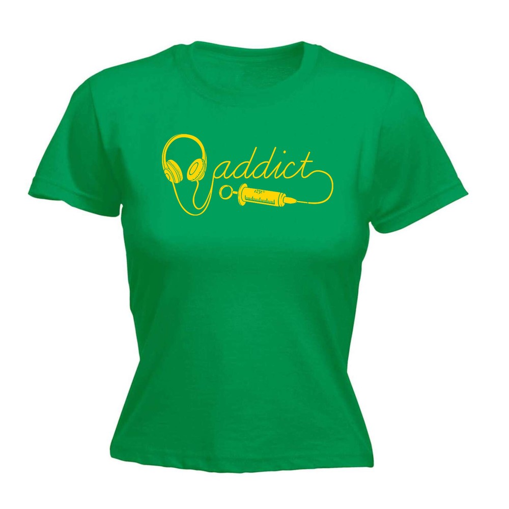 Dj Addict Headphone Head Phones Music - Womens T Shirt Funny T-Shirt Novelty