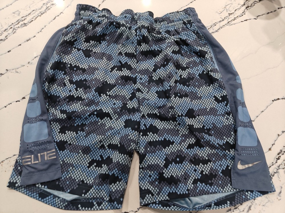 Nike Dri-Fit Elite Stripes Basketball Shorts Photo Blue Camo Men's Sz XL