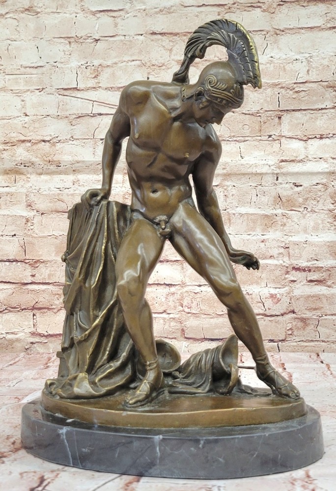 Greek Hero Achilles Hercules Leonidas Hoplite Warrior Bronze Statue Sculpture-image