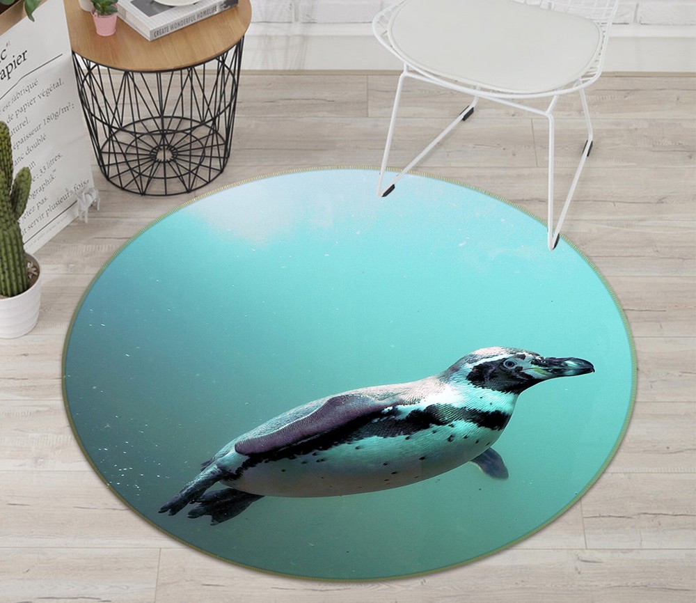 3D Swimming Penguin Non-Slip Rug Mat Elegant Photo Carpet Romy AHO186948
