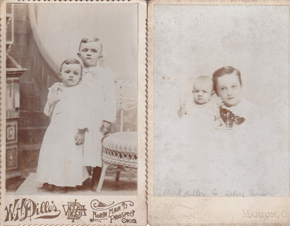 2 Antique Cabinet Card Photos Portraits Children from Prospect & Marion Ohio