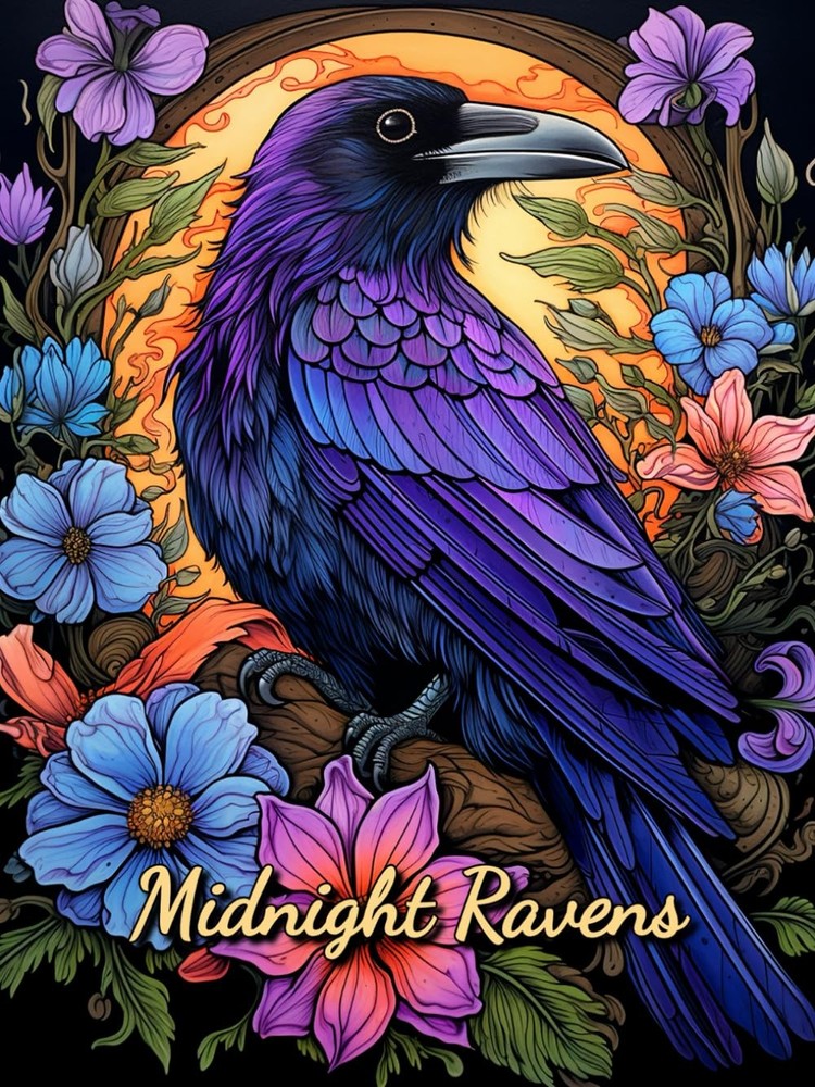 Midnight Ravens: A coloring book emphasizing contrast and mystery with its black