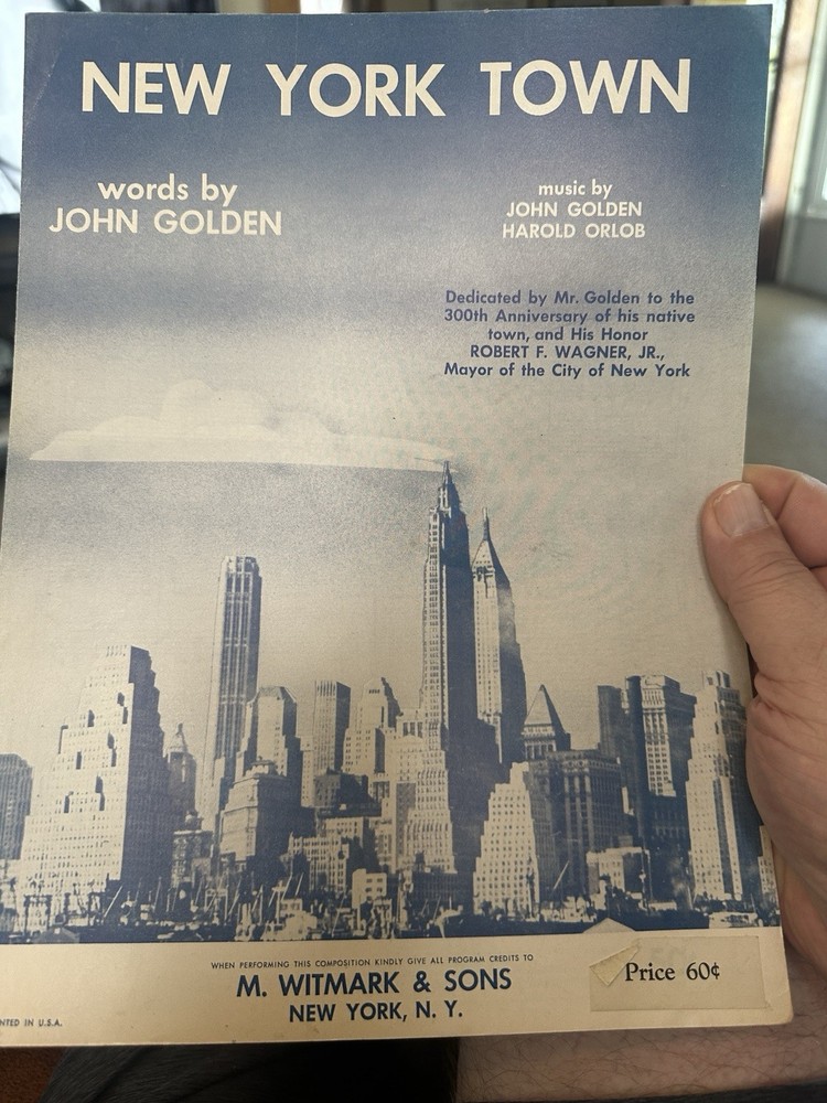 O 1953 300th Anniversary Vintage Sheet Music NEW YORK TOWN