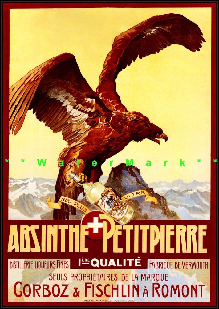 Absinthe Petit Pierre 1900 Liquor Drink Vintage Poster Art Print Switzerland-image