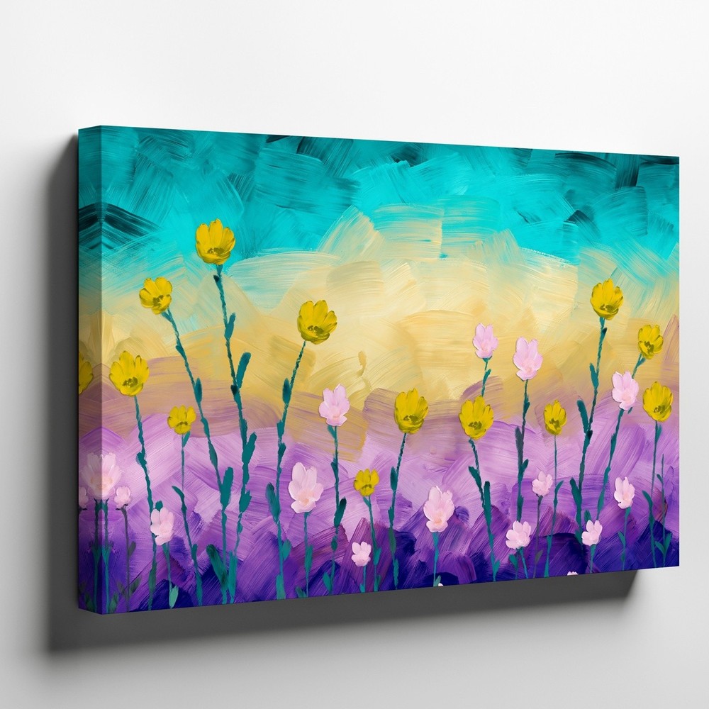 Vibrant Abstract Landscape Bursts With Wildflowers, Showcasing A Rich Wall Art-image
