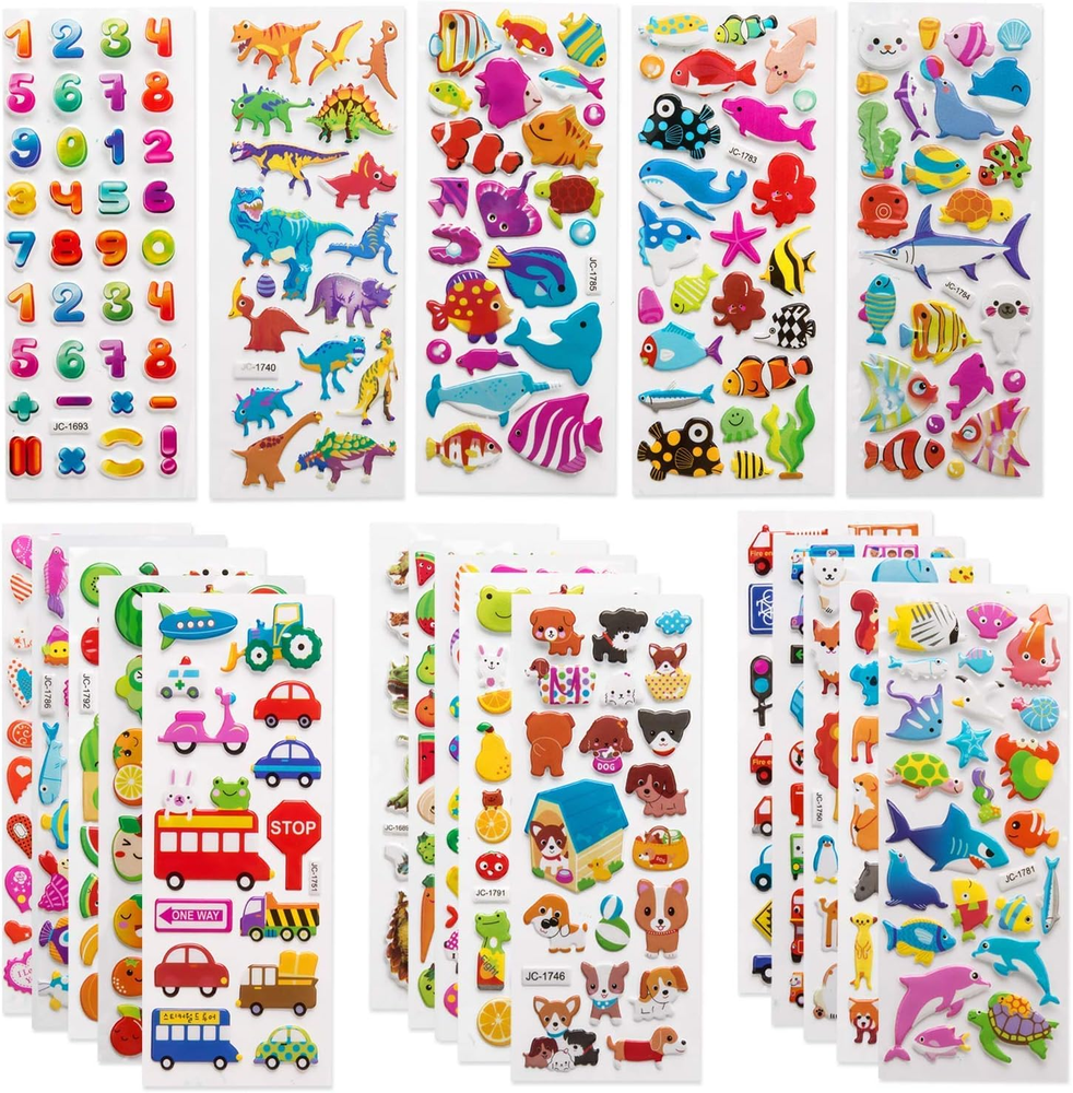 SAVITA 3D Stickers for Kids & Toddlers 500+ Puffy Stickers Variety Pack for Scra