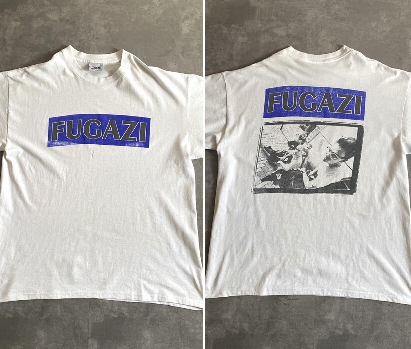 90s Fugazi band 2 side Remake White T shirt Heavy cotton tee logo NH17584