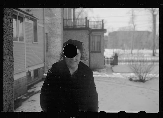 Photo:1930s Woman Portrait Snowy Yard House Winter Photo Print