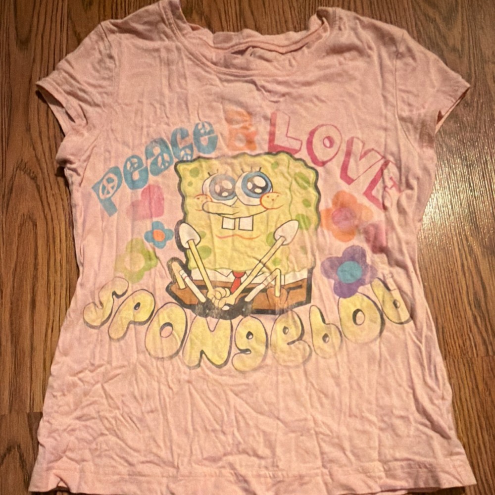 Nickelodeon SpongeBob SquarePants Pink Cotton Graphic T-Shirt Women Size S