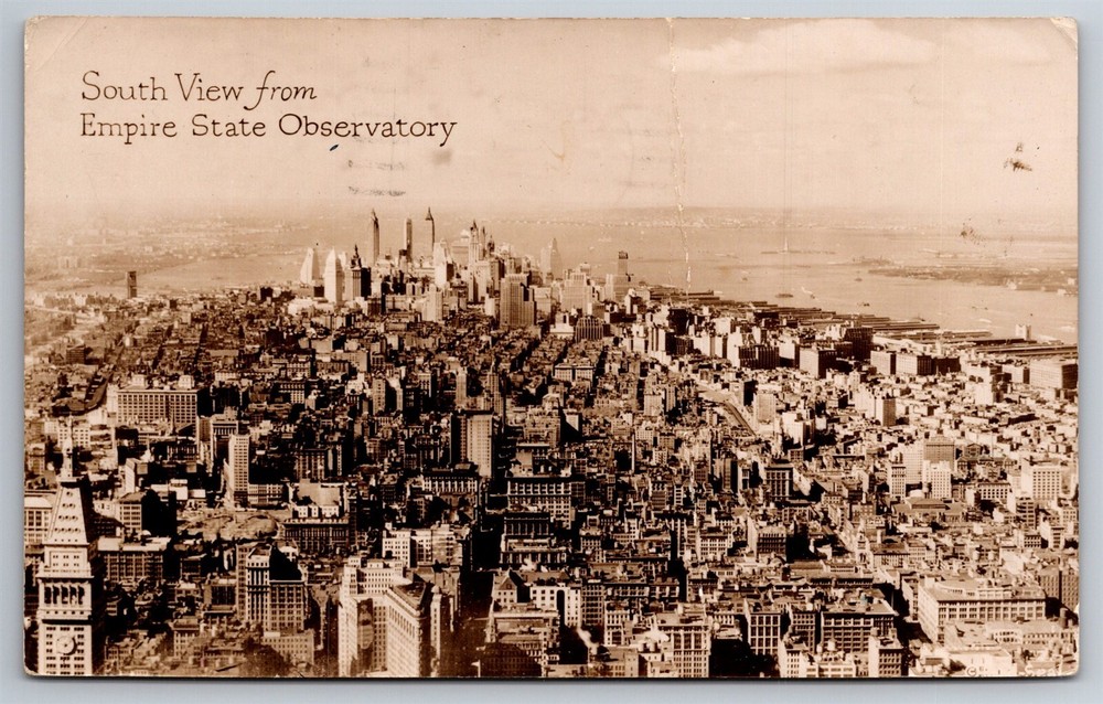Vintage 1930s NYC Aerial View Postcard from Empire State Building L14