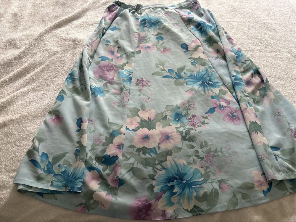 Southern Lady Women's Skirt Size 14 Large L Navy Turquoise Elastic Waist