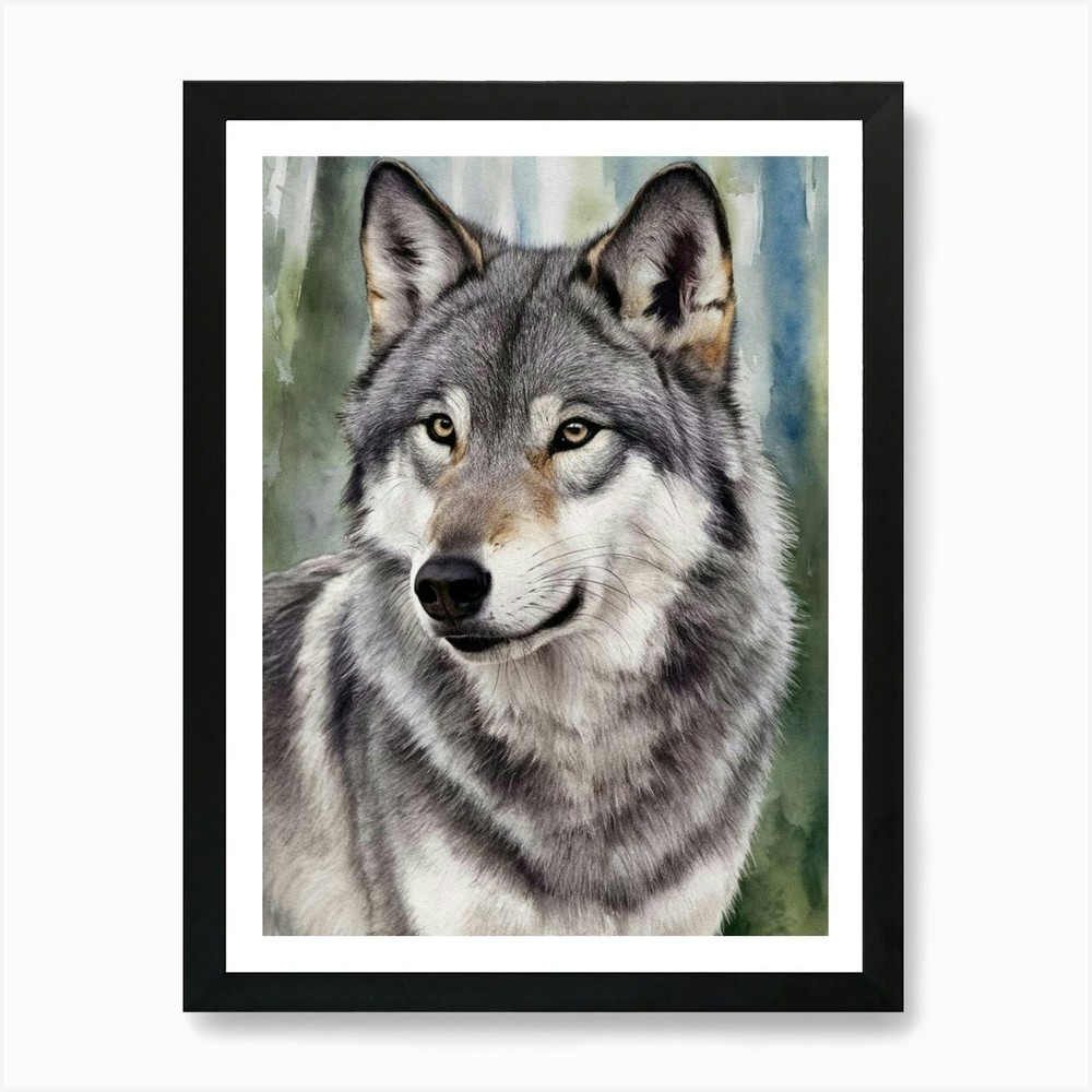 Gray Wolf Art Print Framed Wall Art Poster Canvas Print Picture
