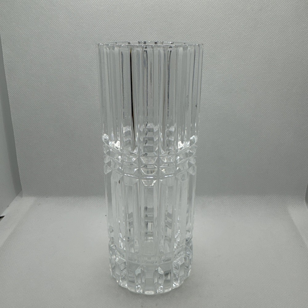 Vintage D’Arques Montparnasse Cylindrical 24% Lead Cut Crystal Vase 6.5