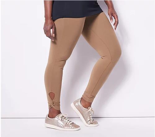 Women w/ Control Tummy Control Legging w/ Twist at Ankle -(Taupe, 2X) A489365