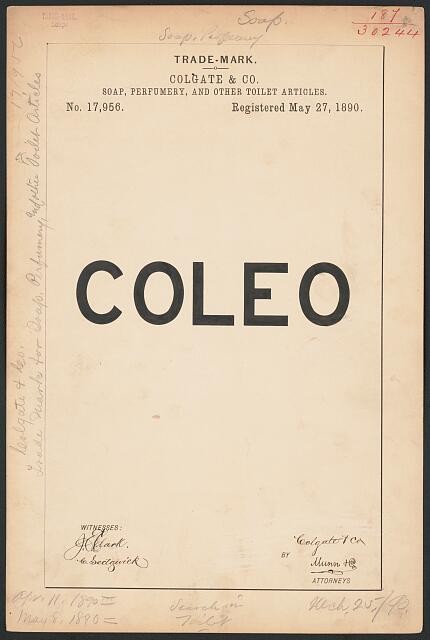 Photo: Colgate & Co. for Coleo brand Soap,Perfumery,Other Toilet Articles