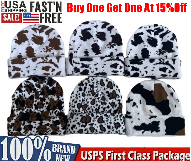 Unisex Cow Acrylic Watch Hat Beanie Winter Knit Cap Authentic Mens Lady