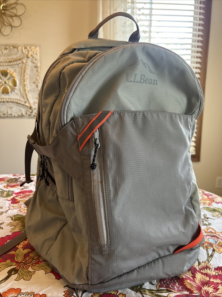 LL BEAN Backpack Gray Hiking Outdoor School Travel Laptop Multiple Pockets