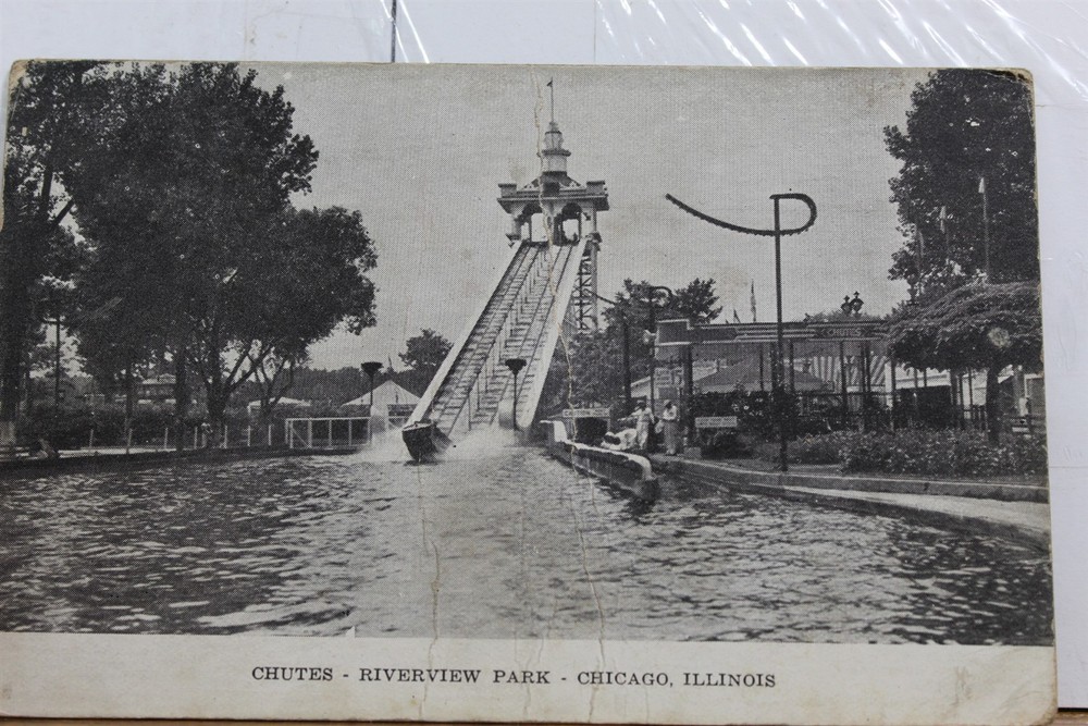 Illinois IL Chicago Riverview Park Chutes Postcard Old Vintage Card View Post PC