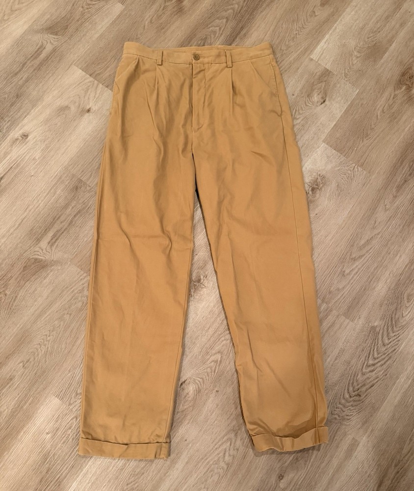 Nautica Rigger Pants Men's 34x34 Classic Fit Cotton Cuffed Pleated Chino Casual
