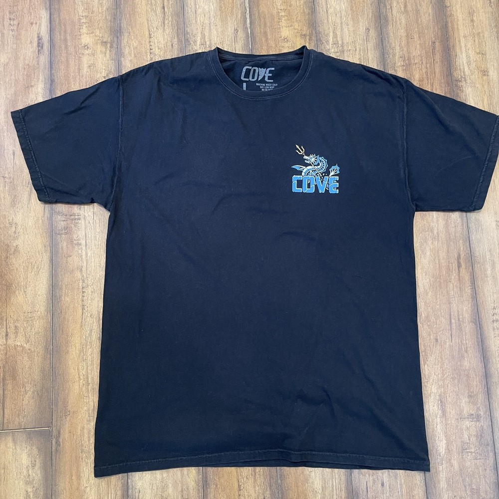 Cove Surf Co. USA Black Graphic Tee T Shirt Poseidon Skeleton Size L