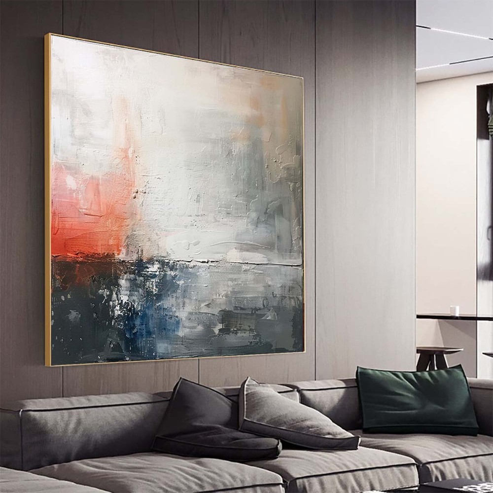 black Modern Abstract Oil Painting on canvsa Handmade wall art Living Room pink