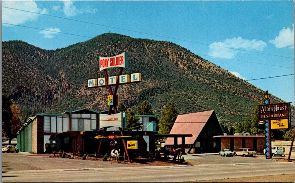 Pony Soldier Motel Flagstaff AZ Route 66 Vintage Chrome Postcard Arizona