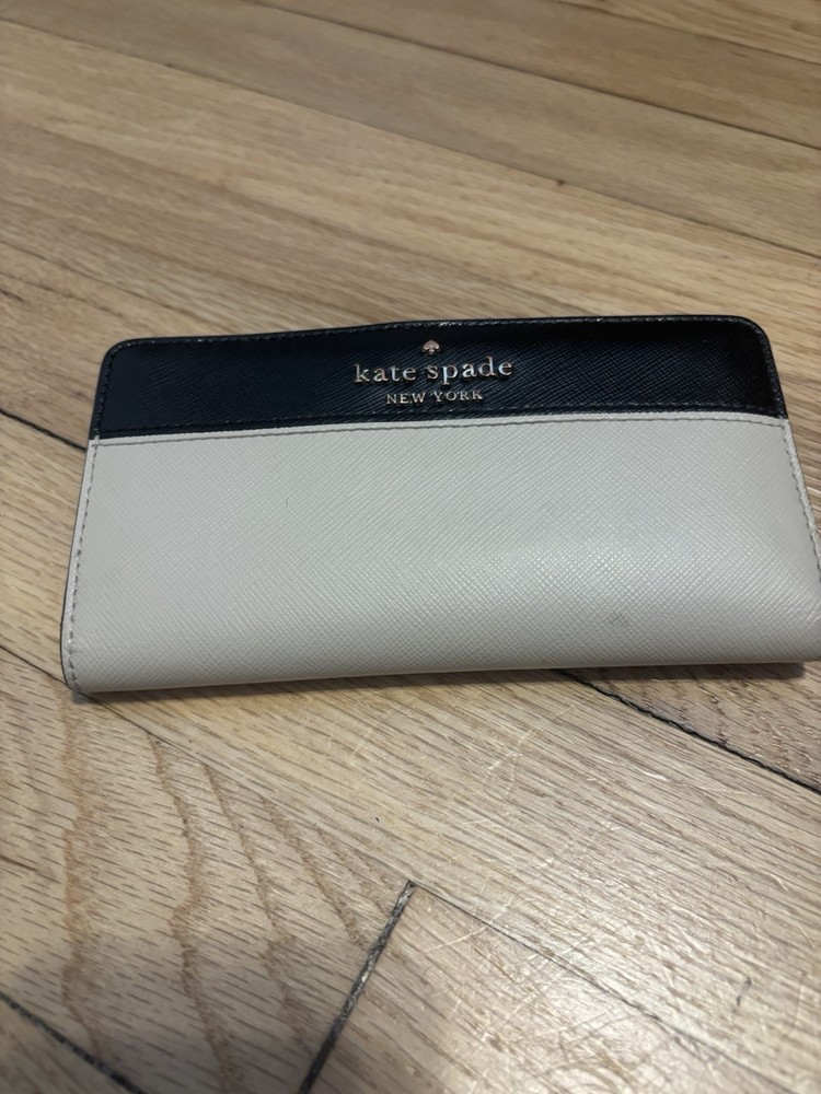 Kate Spade Cameron Leather Large Slim Wallet - Warm Beige/Black