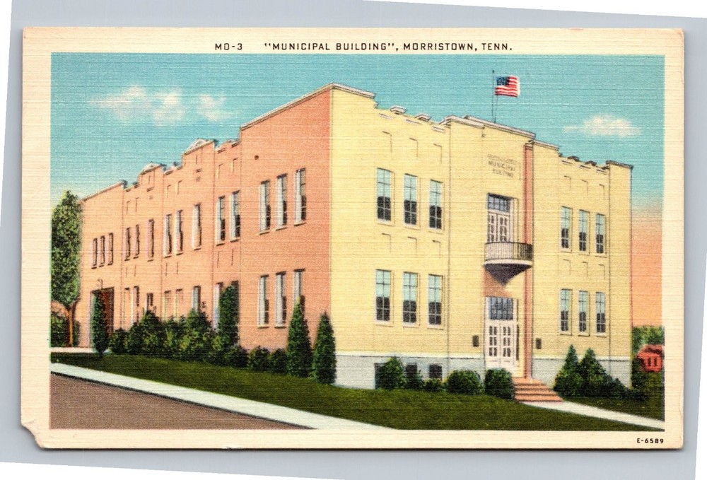 Vintage Linen Postcard Municipal Building Morristown Tennessee MD-3