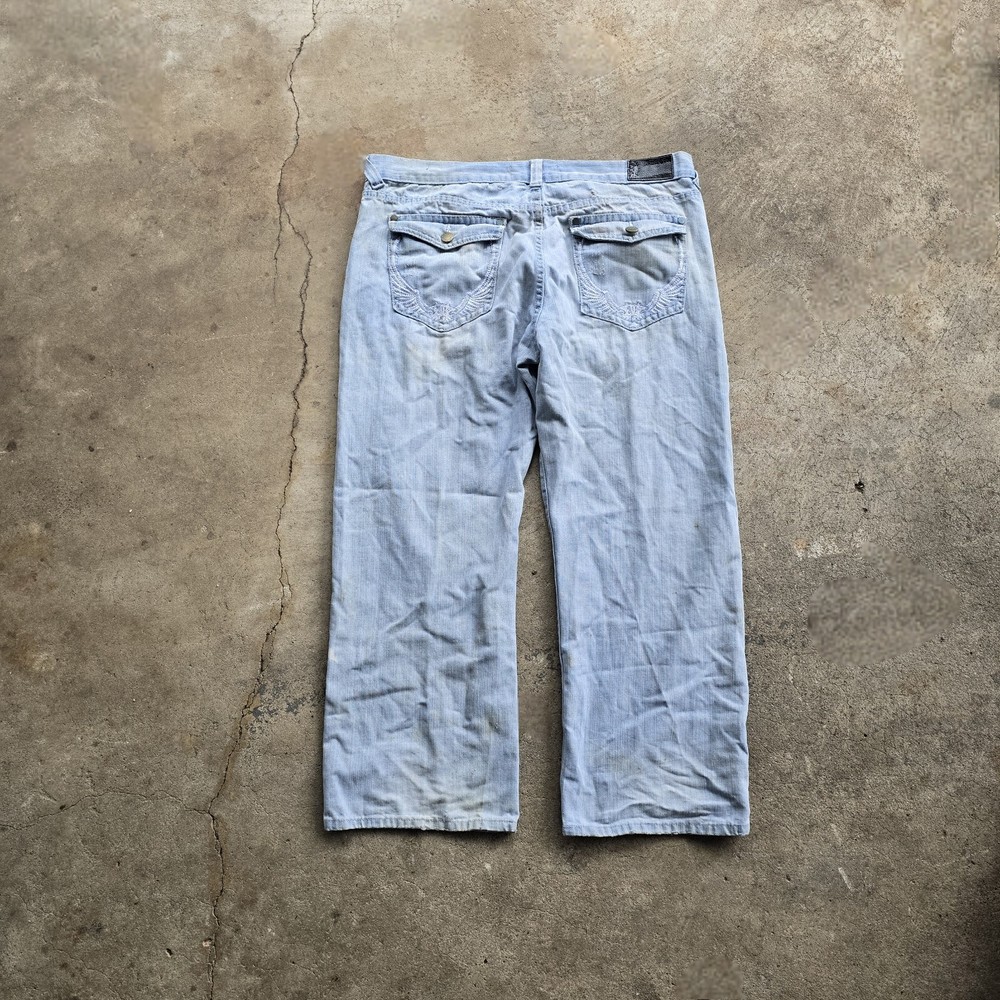 Vintage Y2K Baggy Skater Grunge Jeans VTG Mens 42x32 Wings Embroidered