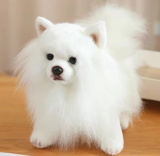 White Pomeranian Dog 9-inch Stuffed Animal Plush Toys Toddler Doll Kids Gifts