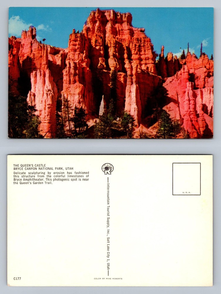 Bryce Canyon, UT-Utah, Queen’s Castle Rock Formations View PC Vintage Postcard