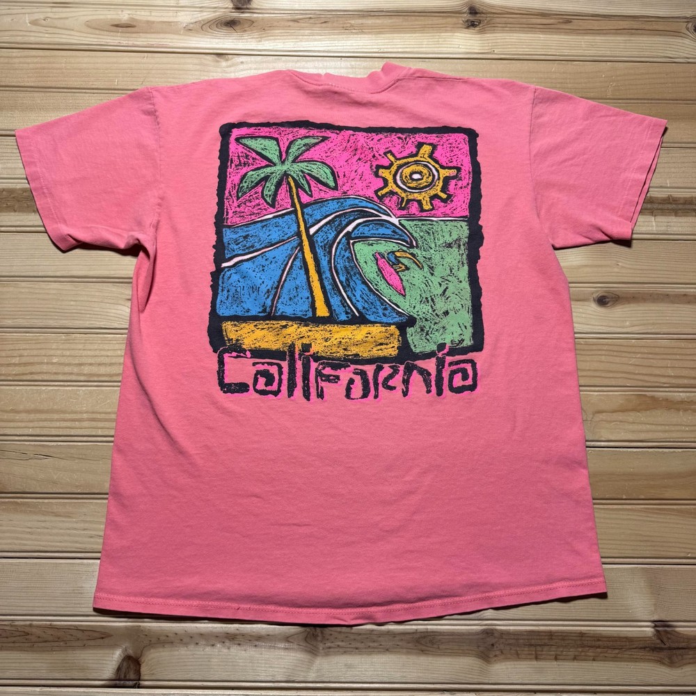 Vintage 80s California Surf Club Hawaii Beach Graphic Souvenir T-Shirt USA Large