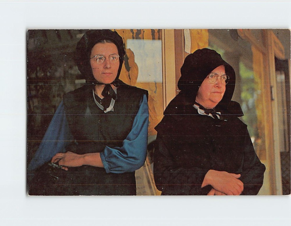 Postcard Closeup of Amish Mother and Daughter in their Sunday Dress Pennsylvania