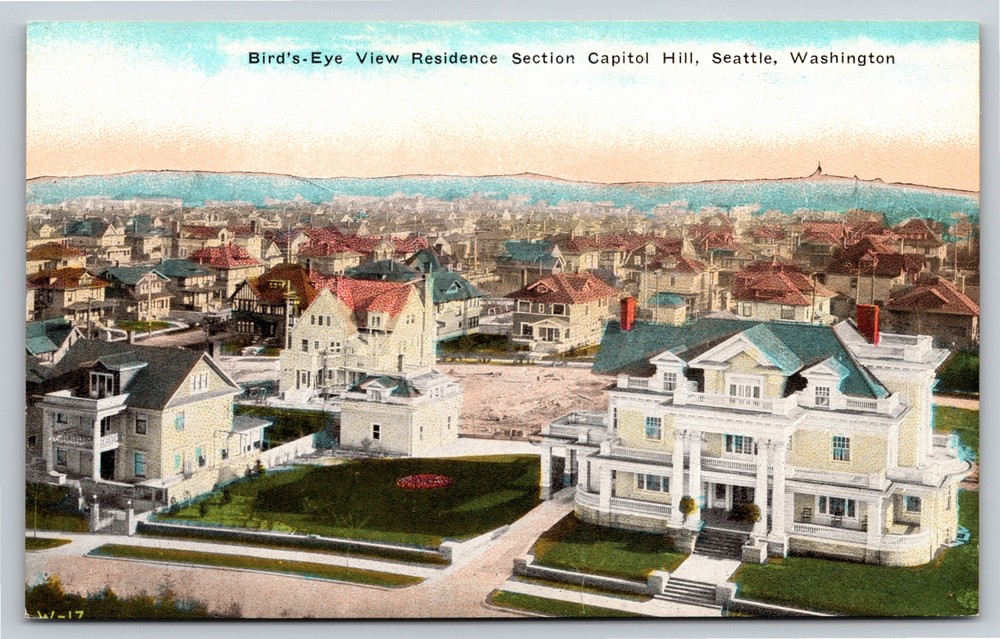 Seattle Washington~Birds Eye View Of Residence Section Capitol Hill~Vintage PC