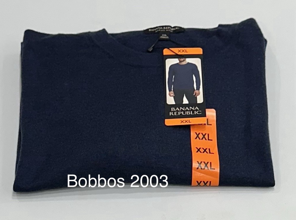 Banana Republic Men’s Merino Wool Crew Neck Sweater, Blue, Size XXL