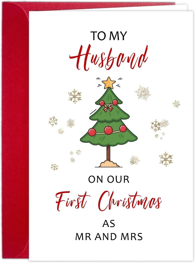 Funny First Christmas Married Card for Husband - Holiday Couple Humor