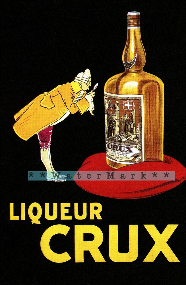 French Crux Liqueur 1923 Vintage Poster Print Retro Style Décor Art