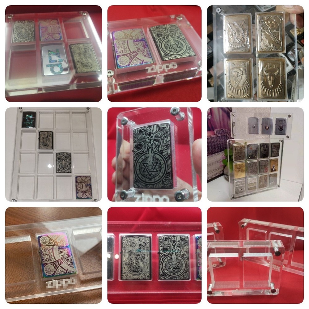 Crystal Acrylic Display Frame Showcase Stand Holder Box For Zippo Lighters