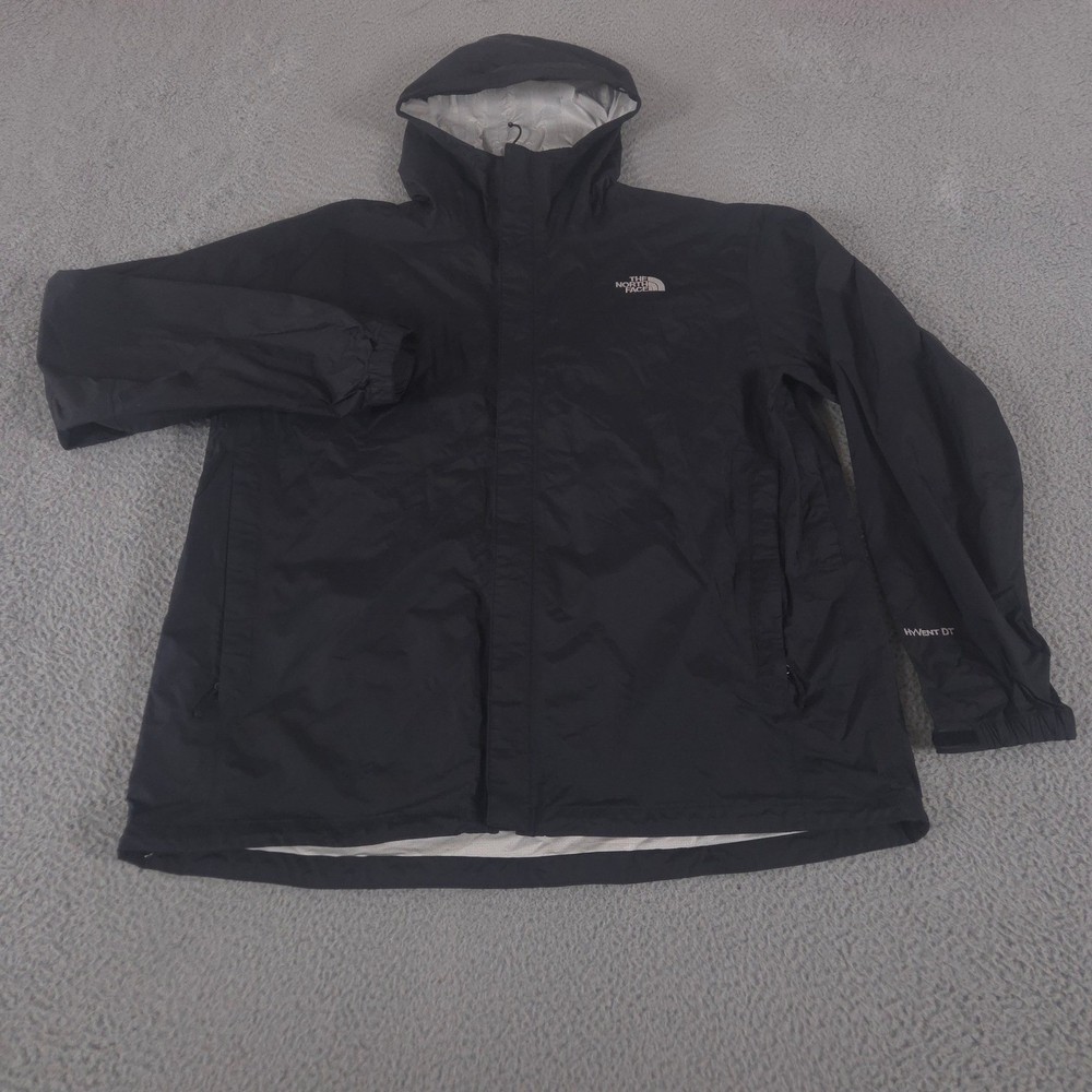 The North Face Jacket Mens XXL Black HyVent DT Waterproof Hooded Rain Shell