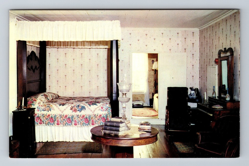 Clemson SC-South Carolina Master Bedroom Fort Hill John Calhoun Vintage Postcard