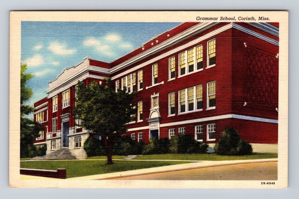 Corinth MS-Mississippi, Grammar School, Antique, Vintage Souvenir Postcard