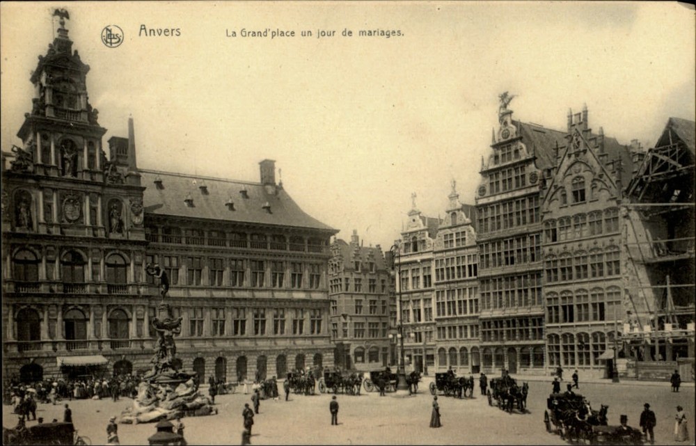 Grand Place Antwerp Belgium vintage postcard s033
