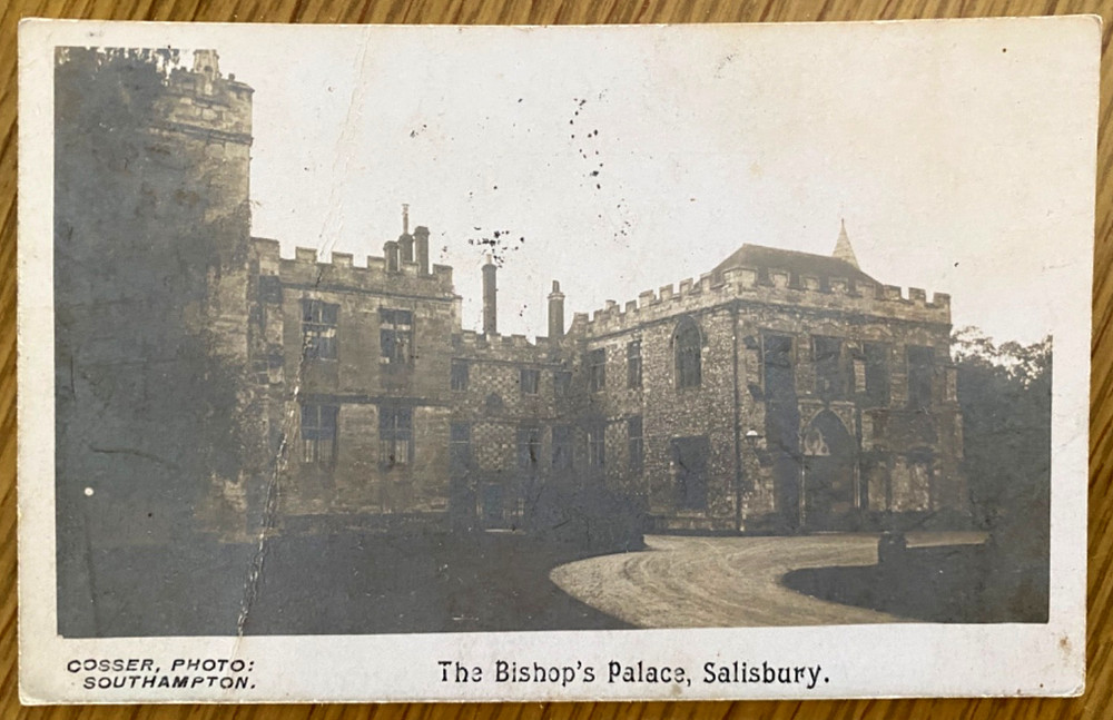 1910 RPPC - SALISBURY, ENGLAND - THE BISHOP'S PALACE antique real photo postcard