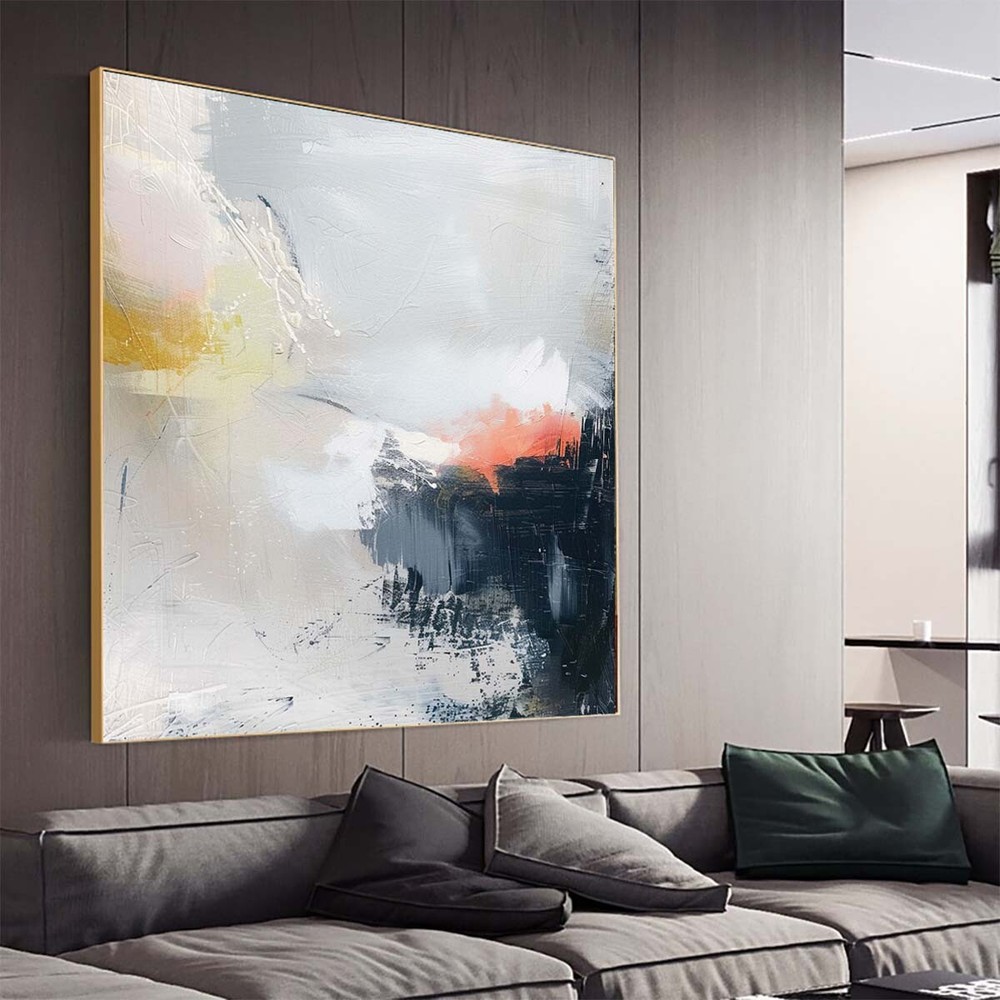 Abstract Wall Art Handmade Texture Oil Paintings On Canvas Gray Home Decor Blue