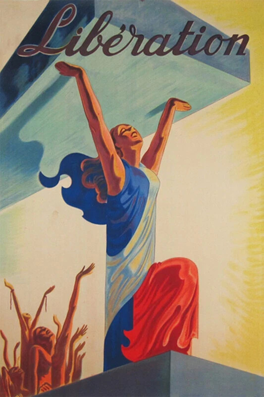 Vintage WWII French Military Liberation Propaganda Poster