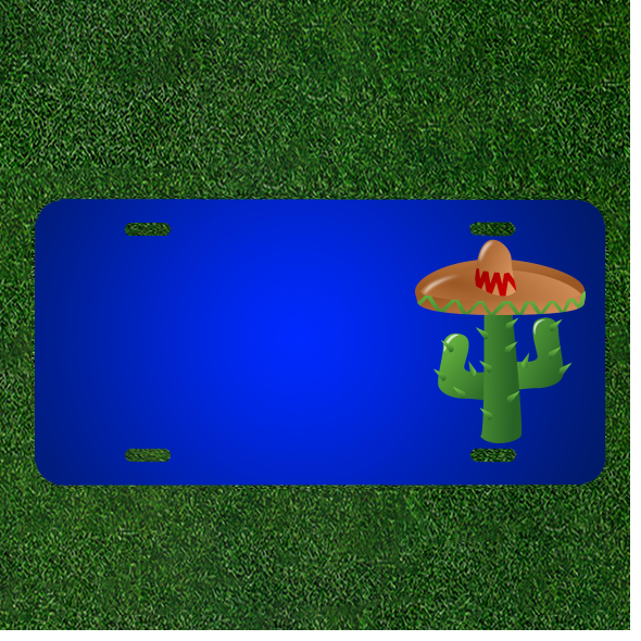 Custom Mexican Cactus Sombrero License Plate with Personalized Names