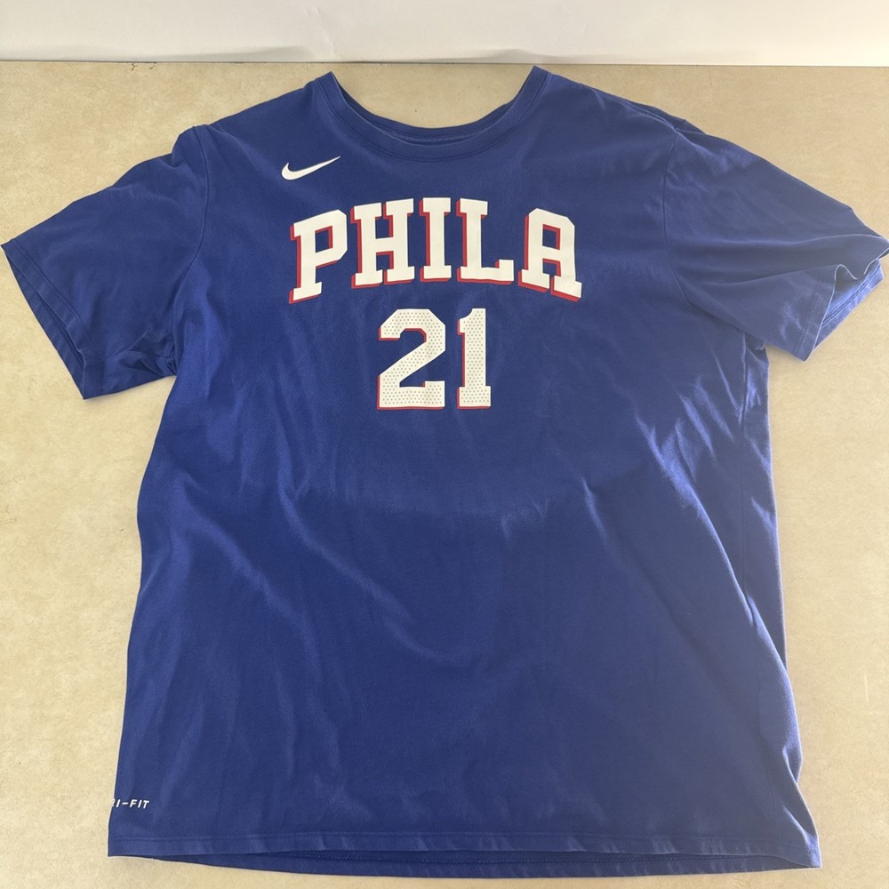Philadelphia 76ers NIKE T-Shirt Mens XL #21 Embiid Dri-Fit Cotton Basketball NBA